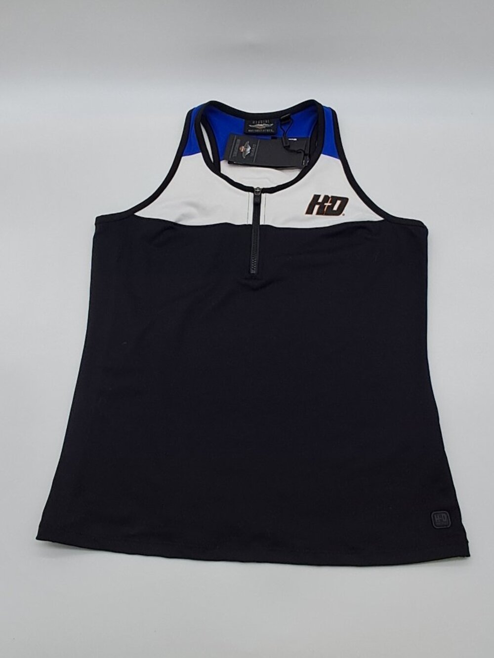 Harley-Davidson Tank Top Knit Black Color block Zip-up Front Large